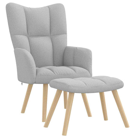 Vidaxl relaxstoel met voetenbank stof wolk grijs