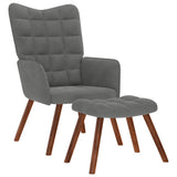Vidaxl relaxstoel met kruk donkergrijs fluweel