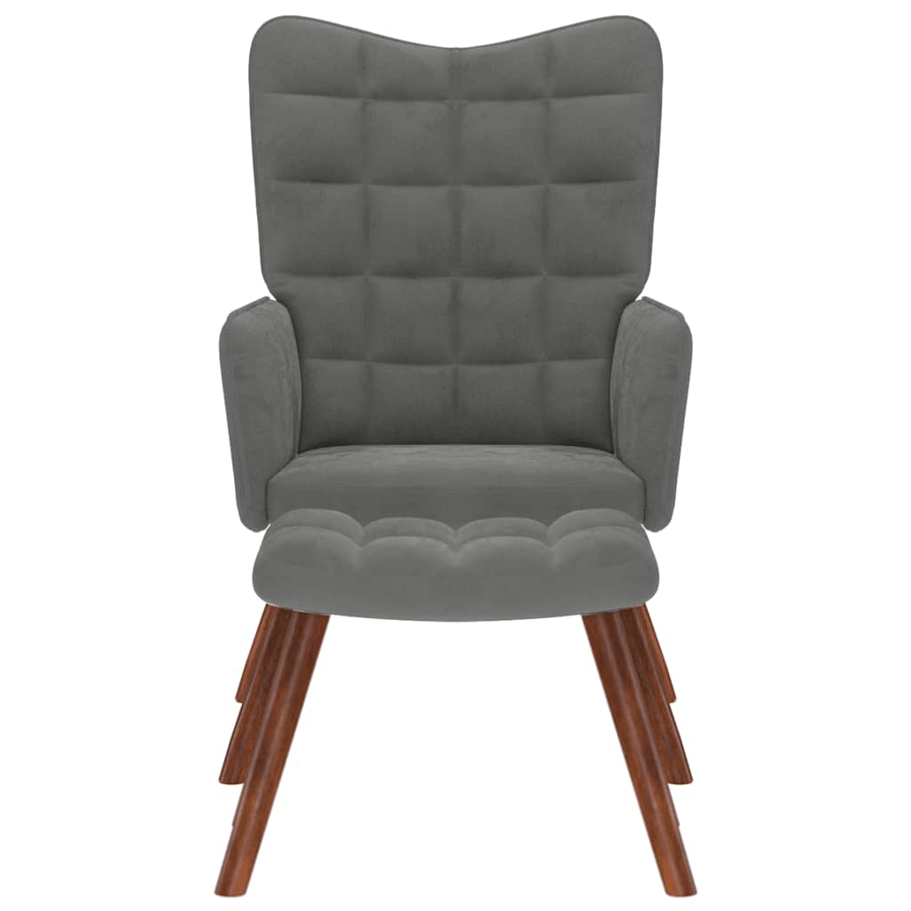 Vidaxl relaxstoel met kruk donkergrijs fluweel