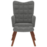 Vidaxl relaxstoel met kruk donkergrijs fluweel