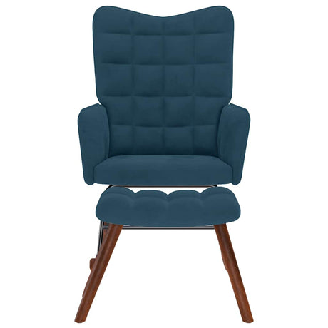 Vidaxl schommelstoel met krukje fluweel blauw