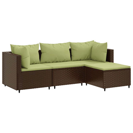 Vidaxl 4-delige loungeset met kussens poly rattan bruin