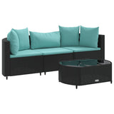 Vidaxl 4-delige loungeset met kussens poly rattan zwart