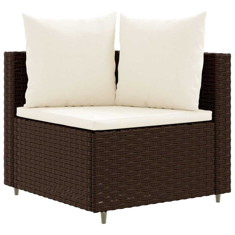 Vidaxl 3-delige loungeset met kussens poly rattan bruin