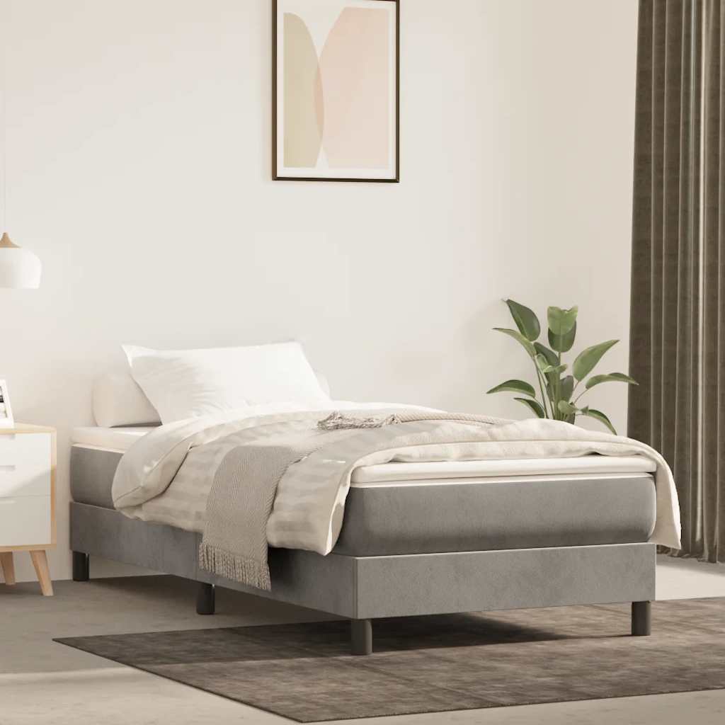 Vidaxl pocketveringmatras medium 100x210x20 cm fluweel lichtgrijs