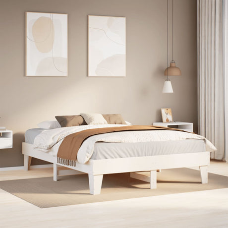 Vidaxl bedframe zonder matras massief grenenhout wit 160x200 cm