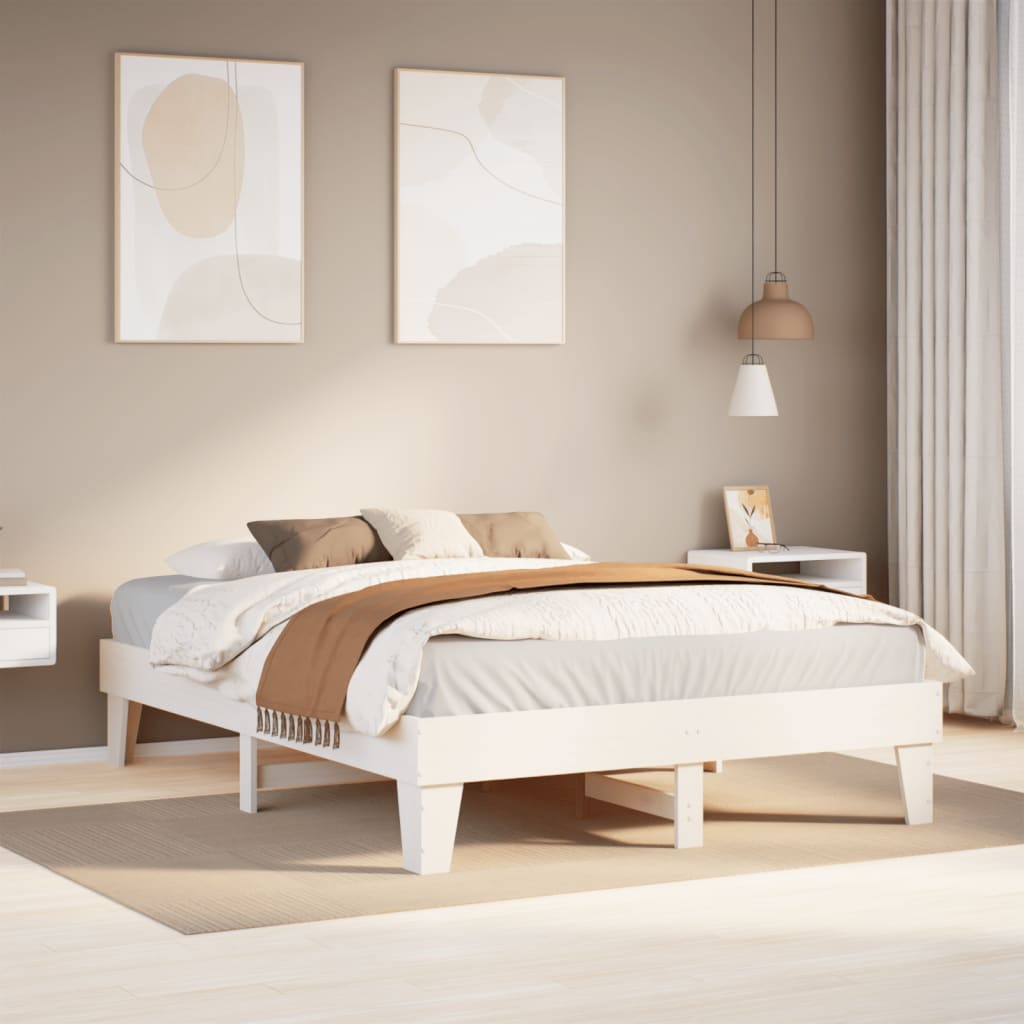 Vidaxl bedframe zonder matras massief grenenhout wit 140x190 cm