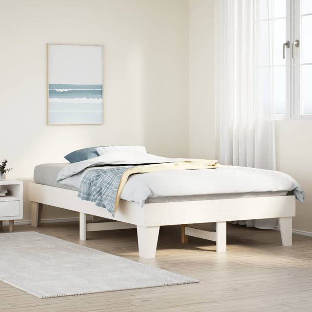Vidaxl bedframe zonder matras massief grenenhout wit 135x190 cm