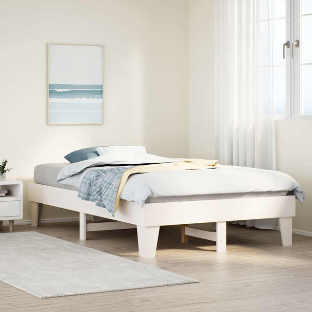 Vidaxl bedframe zonder matras massief grenenhout wit 120x190 cm