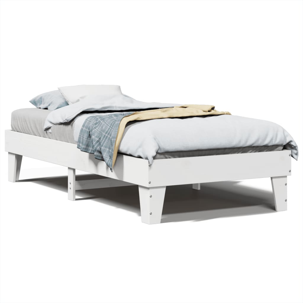 Vidaxl bedframe zonder matras massief grenenhout wit 75x190 cm