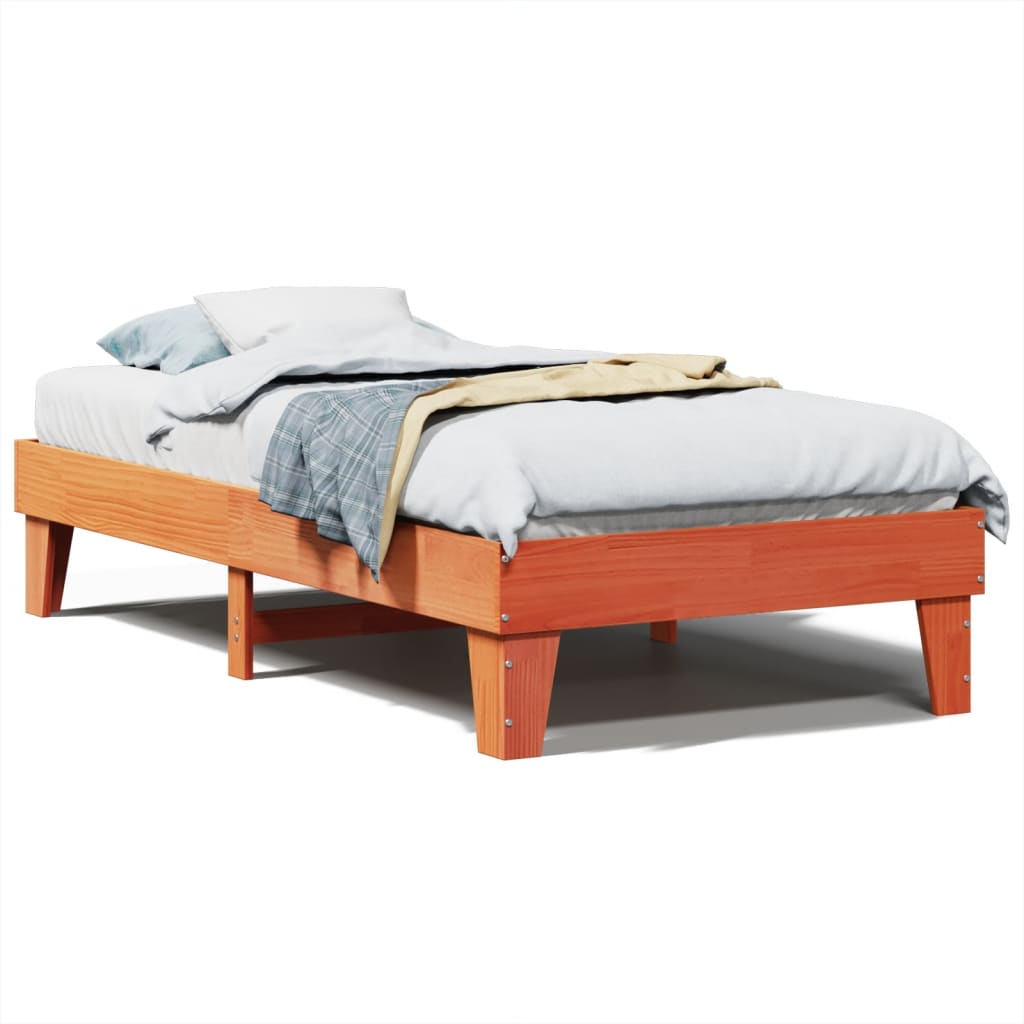 Vidaxl bedframe zonder matras massief grenenhout wasbruin 75x190 cm