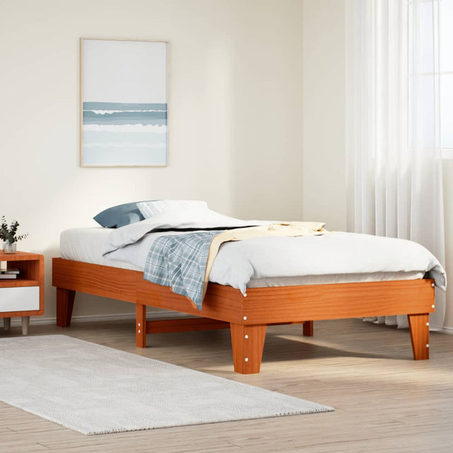 Vidaxl bedframe zonder matras massief grenenhout wasbruin 75x190 cm