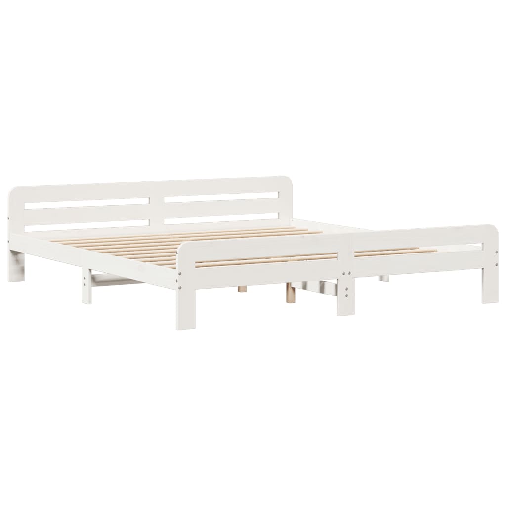 Vidaxl bedframe zonder matras massief grenenhout wit 200x200 cm