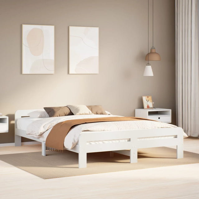 Vidaxl bedframe zonder matras massief grenenhout wit 150x200 cm