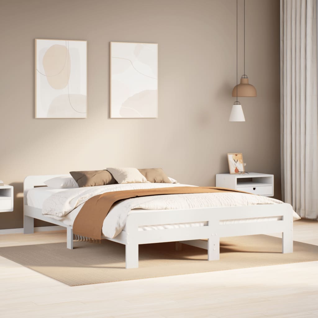Vidaxl bedframe zonder matras massief grenenhout wit 140x200 cm