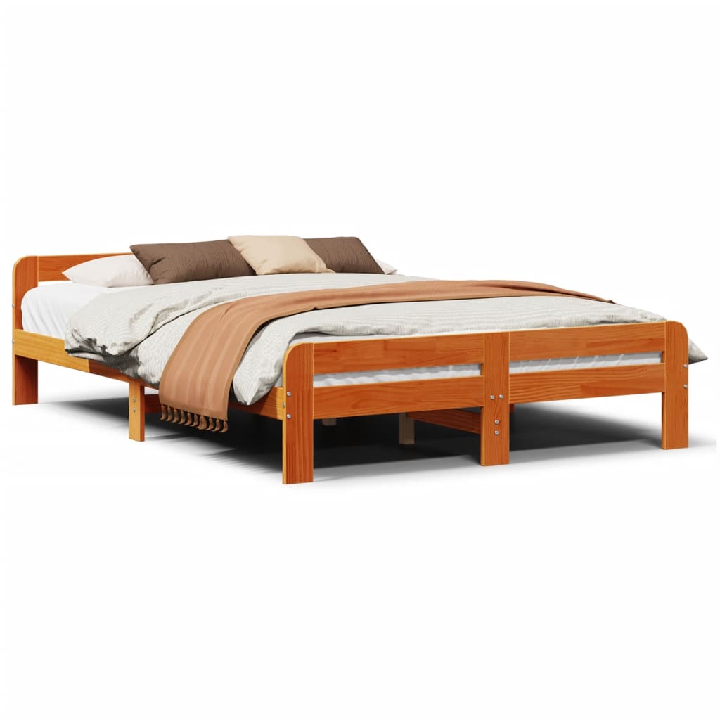 Vidaxl bedframe zonder matras massief grenenhout wasbruin 140x200 cm