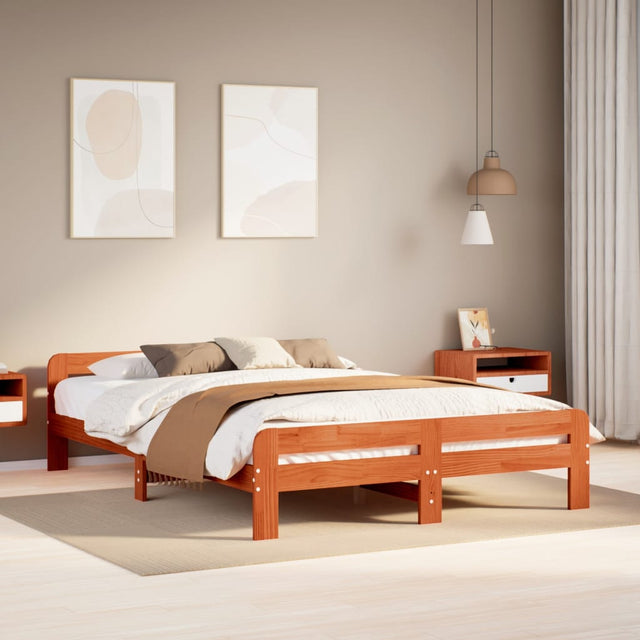 Vidaxl bedframe zonder matras massief grenenhout wasbruin 140x200 cm