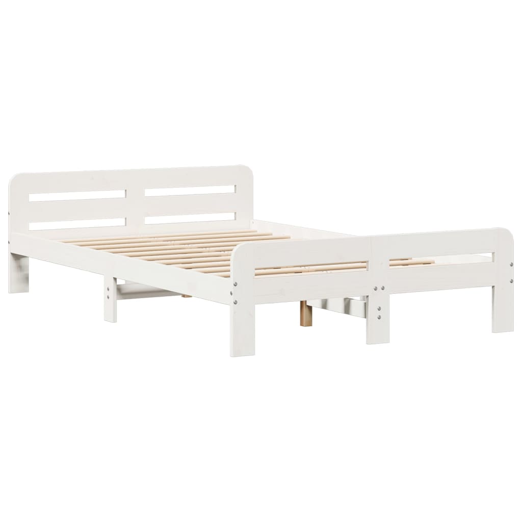 Vidaxl bedframe zonder matras massief grenenhout wit 135x190 cm