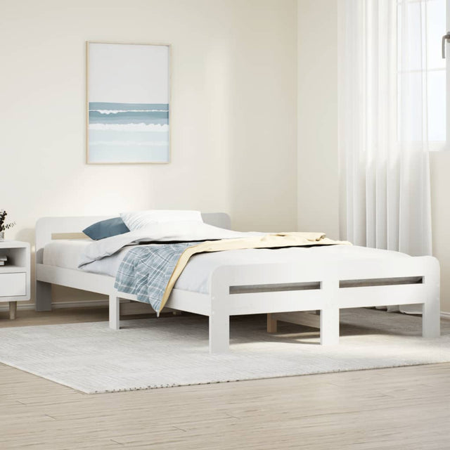Vidaxl bedframe zonder matras massief grenenhout wit 135x190 cm