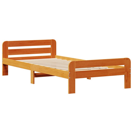 Vidaxl bedframe zonder matras massief grenenhout wasbruin 75x190 cm