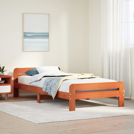 Vidaxl bedframe zonder matras massief grenenhout wasbruin 75x190 cm
