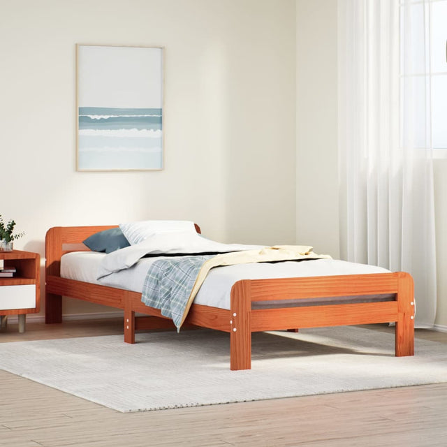 Vidaxl bedframe zonder matras massief grenenhout wasbruin 75x190 cm