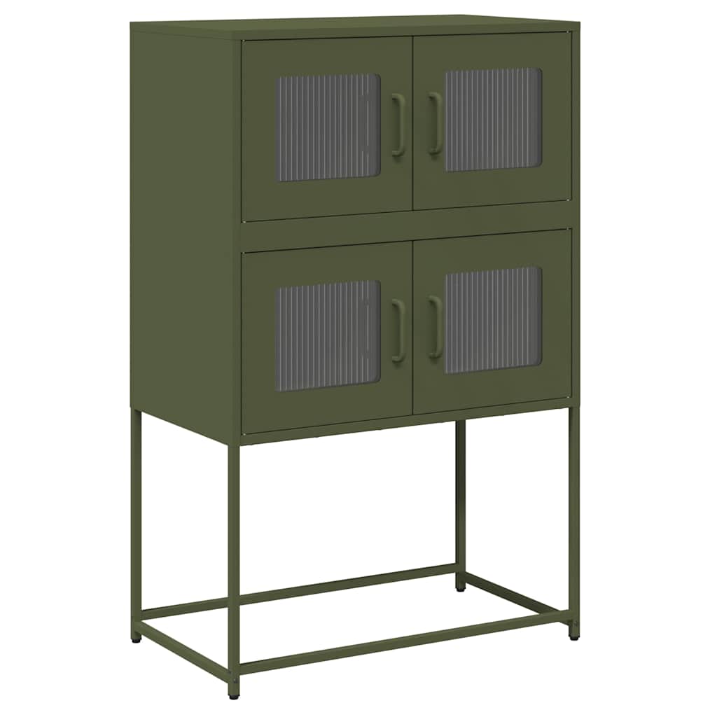 Vidaxl hoge kast 68x39x107 cm staal olijfgroen