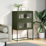 Vidaxl hoge kast 68x39x107 cm staal olijfgroen