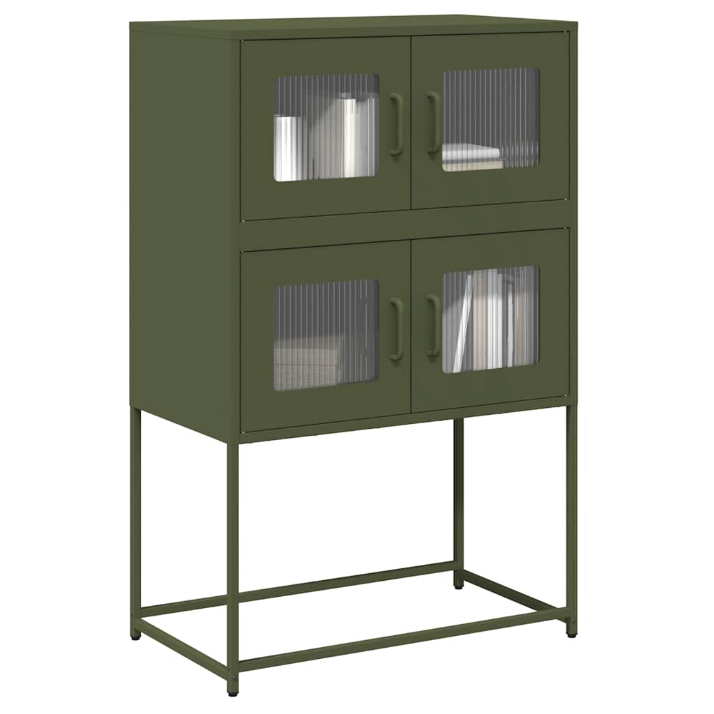Vidaxl hoge kast 68x39x107 cm staal olijfgroen