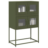Vidaxl hoge kast 68x39x107 cm staal olijfgroen