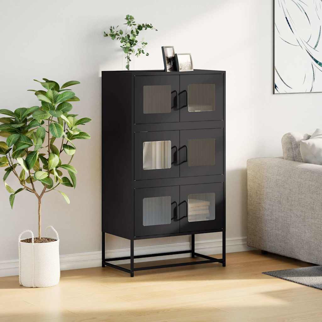 Vidaxl hoge kast 68x39x123 cm staal zwart