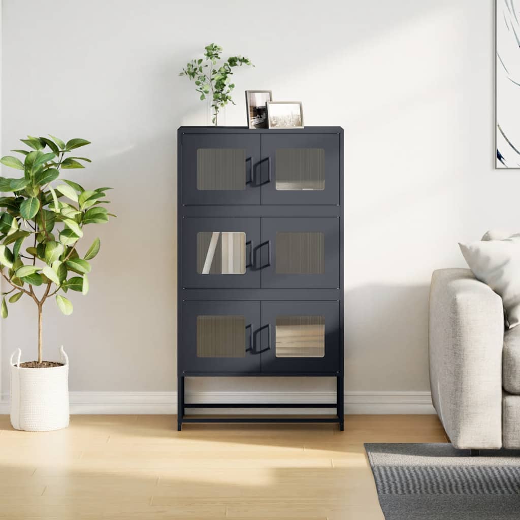 Vidaxl hoge kast 68x39x123 cm staal antracietkleurig