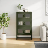 Vidaxl hoge kast 68x39x123 cm staal olijfgroen