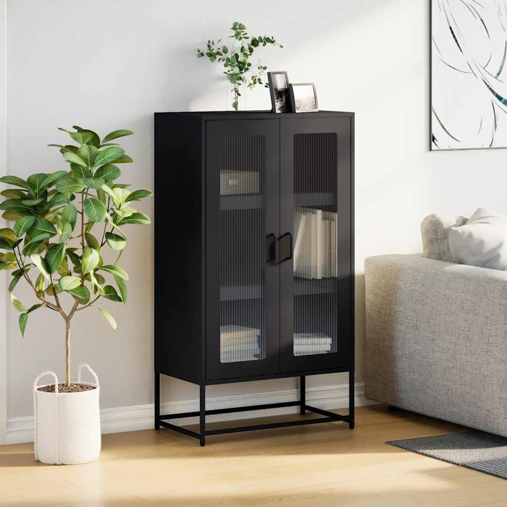 Vidaxl hoge kast 68x39x123 cm staal zwart