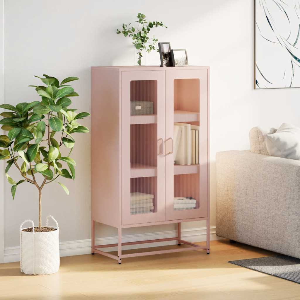 Vidaxl hoge kast 68x39x123 cm staal roze