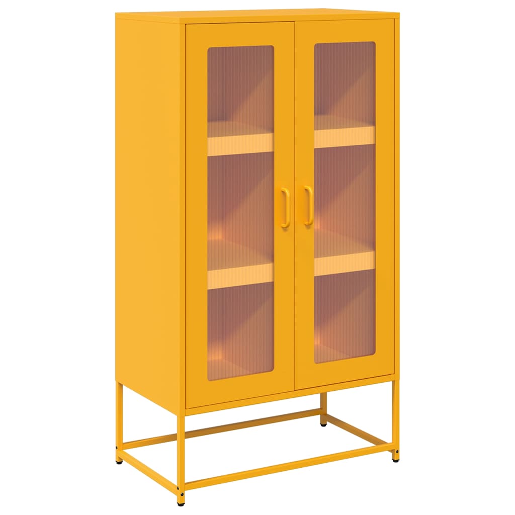 Vidaxl hoge kast 68x39x123 cm staal mosterdgeel