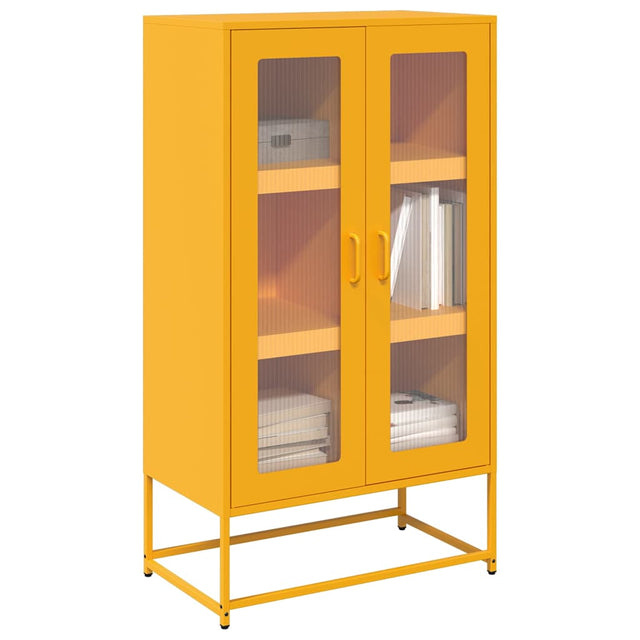 Vidaxl hoge kast 68x39x123 cm staal mosterdgeel