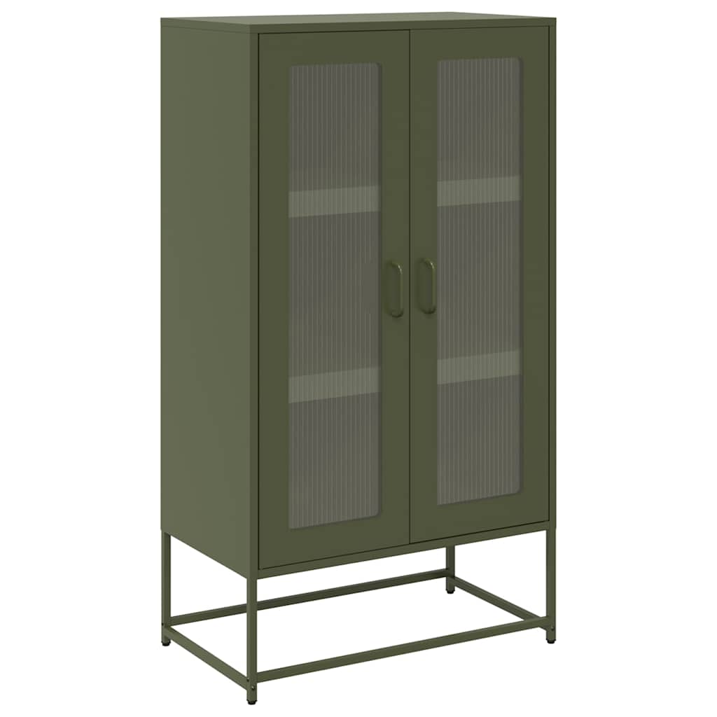 Vidaxl hoge kast 68x39x123 cm staal olijfgroen