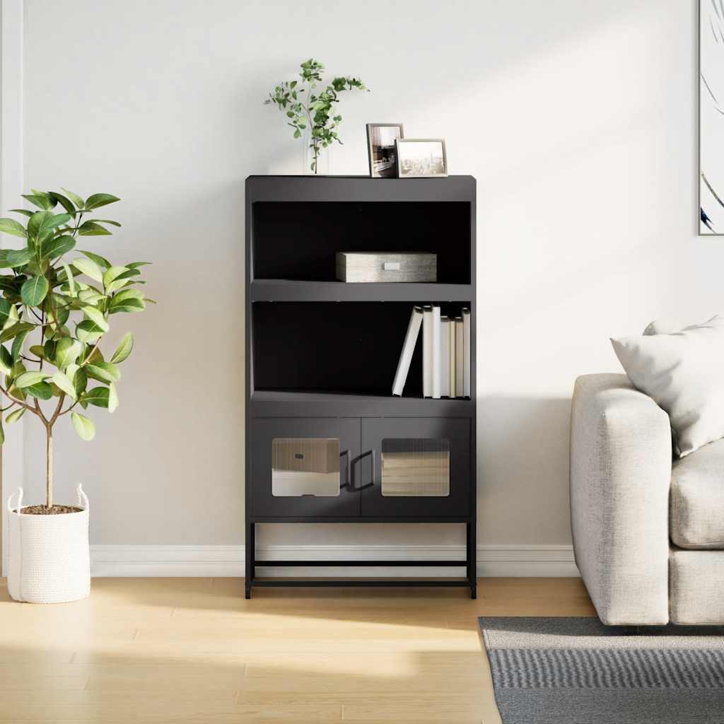 Vidaxl hoge kast 68x39x123 cm staal zwart