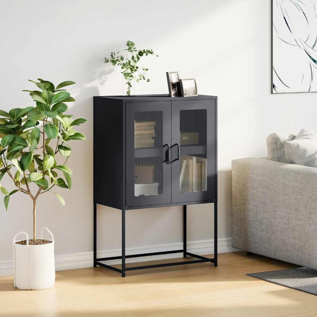 Vidaxl hoge kast 68x39x107 cm staal antracietkleurig