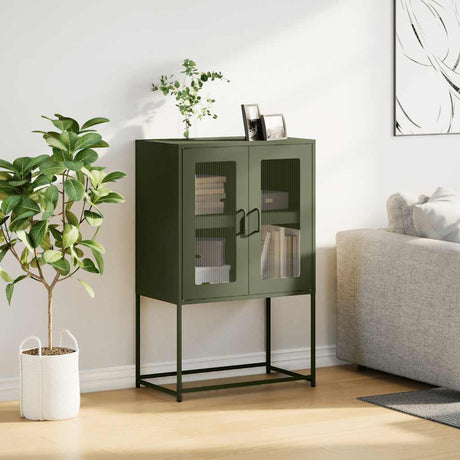 Vidaxl hoge kast 68x39x107 cm staal olijfgroen