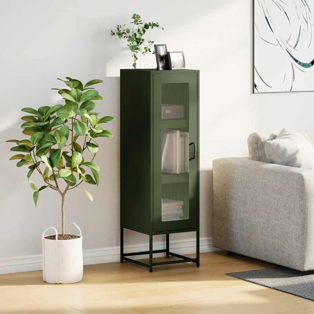 Vidaxl hoge kast 36x39x123 cm koudgewalst staal olijfgroen