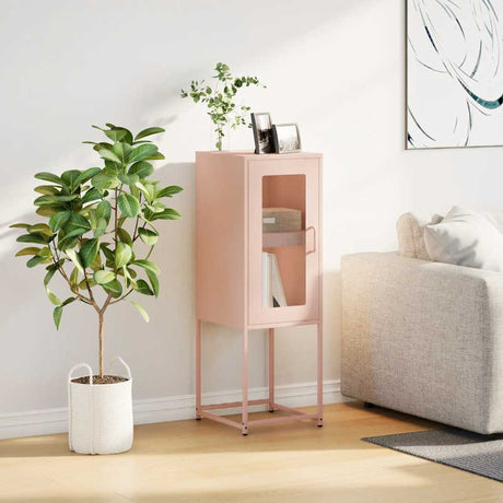 Vidaxl dressoir 36x39x107 cm koudgewalst staal roze
