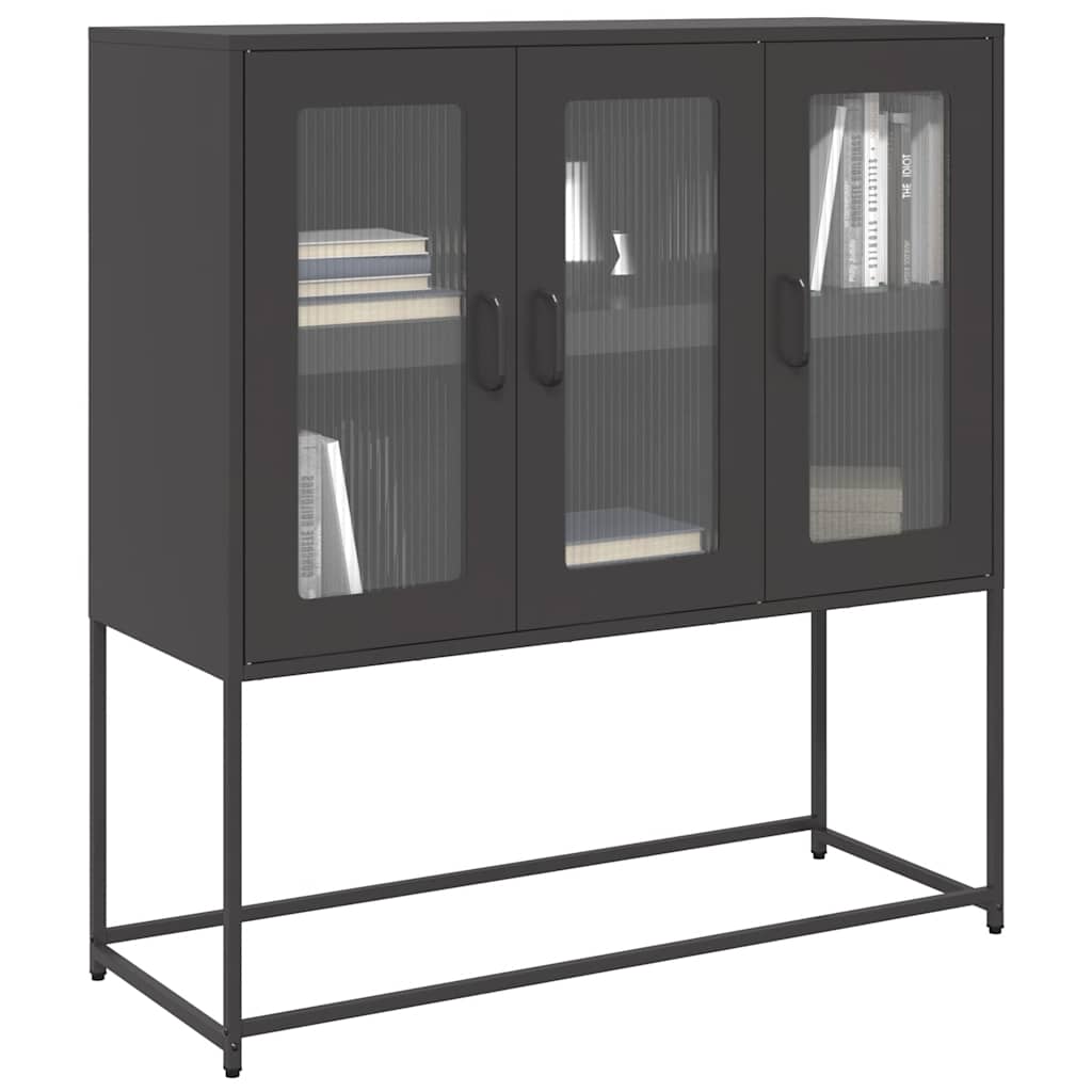 Vidaxl dressoir 100,5x39x107 cm koudgewalst staal zwart