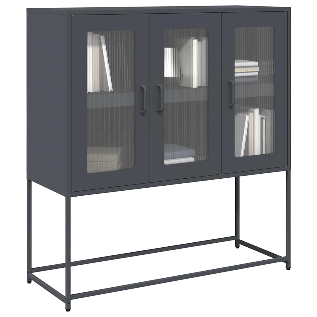 Vidaxl dressoir 100,5x39x107 cm koudgewalst staal antracietkleurig