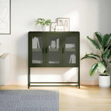 Vidaxl dressoir 100,5x39x107 cm koudgewalst staal olijfgroen