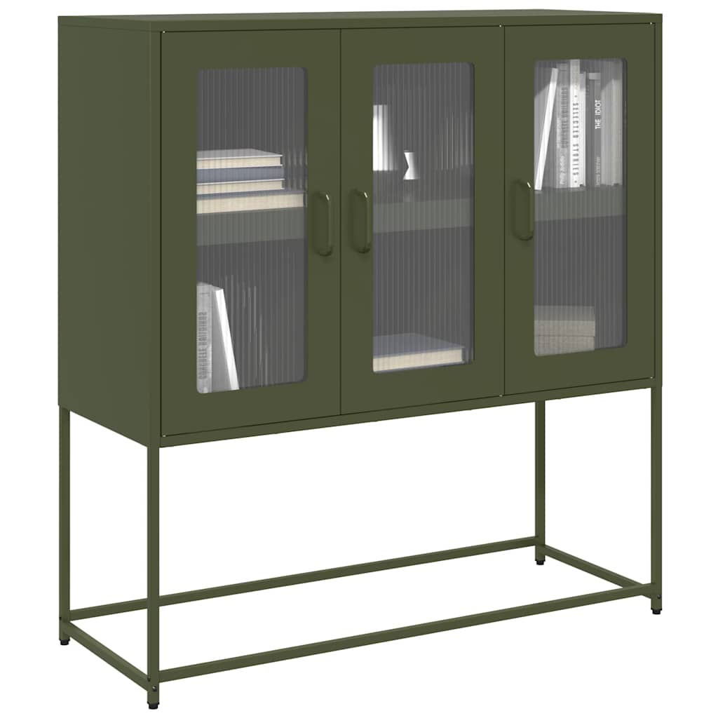 Vidaxl dressoir 100,5x39x107 cm koudgewalst staal olijfgroen