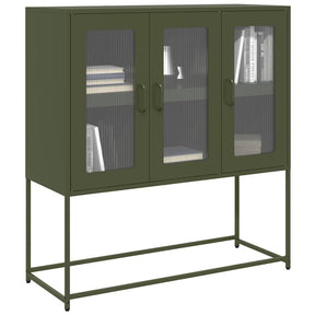 Vidaxl dressoir 100,5x39x107 cm koudgewalst staal olijfgroen