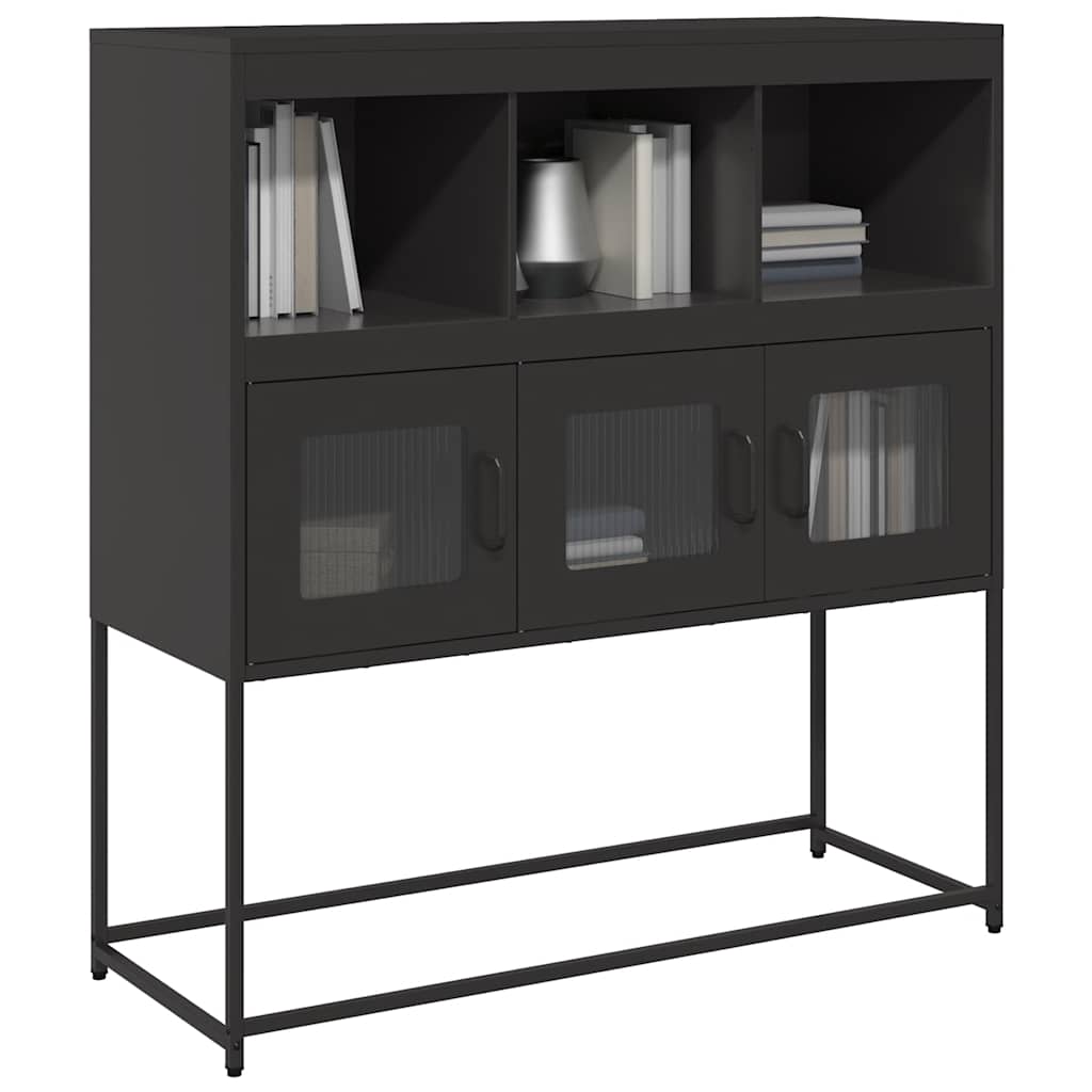 Vidaxl dressoir 100,5x39x107 cm koudgewalst staal zwart