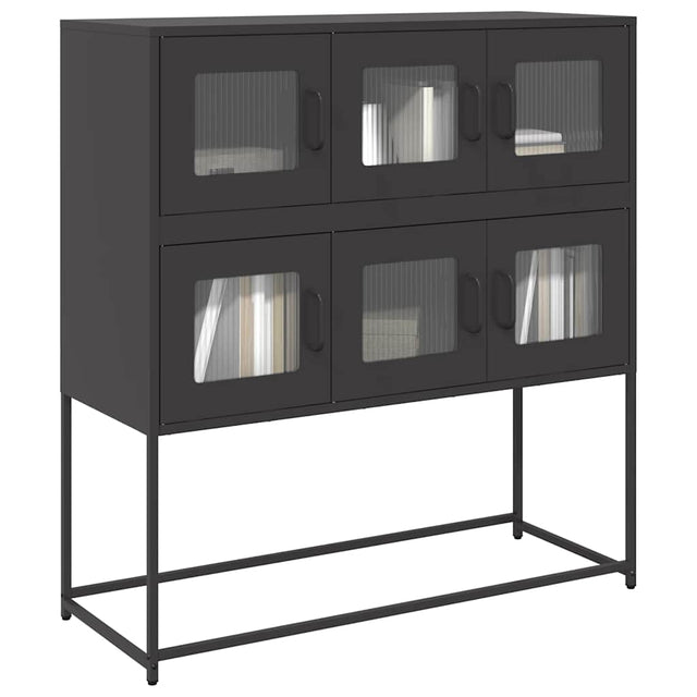 Vidaxl dressoir 100,5x39x107 cm koudgewalst staal zwart